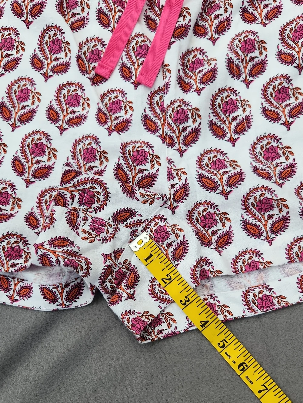 J.Crew Women's Pink Floral Block Print Linen Drawstring Shorts Sz Large